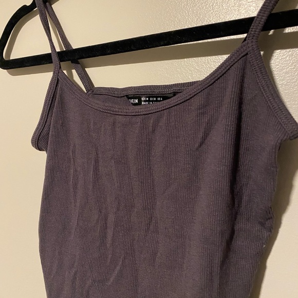 New Shein Dark Grey Crop Top Tank Top - Picture 2 of 4